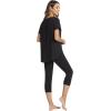 imageWiWi Womens Pajama Set 2 Piece Short Sleeve Tunic Top Capri Leggings Sleepwear Soft Pjs Viscose from Bamboo SXXLBlack