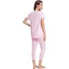 imageWiWi Womens Pajama Set 2 Piece Short Sleeve Tunic Top Capri Leggings Sleepwear Soft Pjs Viscose from Bamboo SXXLPink