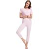 imageWiWi Womens Pajama Set 2 Piece Short Sleeve Tunic Top Capri Leggings Sleepwear Soft Pjs Viscose from Bamboo SXXLPink
