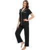 imageWiWi Womens Short Sleeve Pajama Set Button Down Sleepwear Soft Bamboo Viscose Loungewear with Pockets 2 Piece PJ SXXLAblack