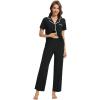 imageWiWi Womens Short Sleeve Pajama Set Button Down Sleepwear Soft Bamboo Viscose Loungewear with Pockets 2 Piece PJ SXXLAblack