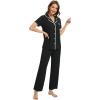 imageWiWi Womens Short Sleeve Pajama Set Button Down Sleepwear Soft Bamboo Viscose Loungewear with Pockets 2 Piece PJ SXXLAblack