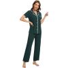 imageWiWi Womens Short Sleeve Pajama Set Button Down Sleepwear Soft Bamboo Viscose Loungewear with Pockets 2 Piece PJ SXXLAblackish Green