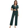 imageWiWi Womens Short Sleeve Pajama Set Button Down Sleepwear Soft Bamboo Viscose Loungewear with Pockets 2 Piece PJ SXXLAblackish Green