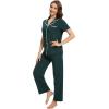 imageWiWi Womens Short Sleeve Pajama Set Button Down Sleepwear Soft Bamboo Viscose Loungewear with Pockets 2 Piece PJ SXXLAblackish Green