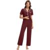 imageWiWi Womens Short Sleeve Pajama Set Button Down Sleepwear Soft Bamboo Viscose Loungewear with Pockets 2 Piece PJ SXXLAbrownish Red