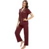 imageWiWi Womens Short Sleeve Pajama Set Button Down Sleepwear Soft Bamboo Viscose Loungewear with Pockets 2 Piece PJ SXXLAbrownish Red