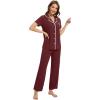 imageWiWi Womens Short Sleeve Pajama Set Button Down Sleepwear Soft Bamboo Viscose Loungewear with Pockets 2 Piece PJ SXXLAbrownish Red