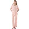 imageWiWi Womens Short Sleeve Pajama Set Button Down Sleepwear Soft Bamboo Viscose Loungewear with Pockets 2 Piece PJ SXXLAcream Pink