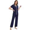imageWiWi Womens Short Sleeve Pajama Set Button Down Sleepwear Soft Bamboo Viscose Loungewear with Pockets 2 Piece PJ SXXLAnavy
