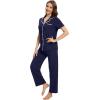 imageWiWi Womens Short Sleeve Pajama Set Button Down Sleepwear Soft Bamboo Viscose Loungewear with Pockets 2 Piece PJ SXXLAnavy