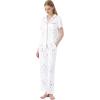 imageWiWi Womens Short Sleeve Pajama Set Button Down Sleepwear Soft Bamboo Viscose Loungewear with Pockets 2 Piece PJ SXXLAwhite Stars