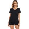 imageWiWi Womens Short Sleeve Pajama Sets Casual V Neck 2 Piece Sleepwear Soft Viscose from Bamboo Shorts Pj Set SXXLBlack