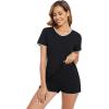 imageWiWi Womens Short Sleeve Pajama Sets Casual V Neck 2 Piece Sleepwear Soft Viscose from Bamboo Shorts Pj Set SXXLBlack
