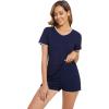 imageWiWi Womens Short Sleeve Pajama Sets Casual V Neck 2 Piece Sleepwear Soft Viscose from Bamboo Shorts Pj Set SXXLNavy