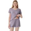 imageWiWi Womens Short Sleeve Pajama Sets Casual V Neck 2 Piece Sleepwear Soft Viscose from Bamboo Shorts Pj Set SXXLPurplish Grey