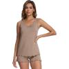 imageWiWi Womens Sleeveless Pajama Set Summer Sleepwear Soft Pjs Sets Tank Top Shorts Loungewear Viscose from Bamboo SXXLCamel