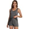 imageWiWi Womens Sleeveless Pajama Set Summer Sleepwear Soft Pjs Sets Tank Top Shorts Loungewear Viscose from Bamboo SXXLDark Heather Grey