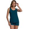 imageWiWi Womens Sleeveless Pajama Set Summer Sleepwear Soft Pjs Sets Tank Top Shorts Loungewear Viscose from Bamboo SXXLInk Blue