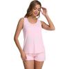 imageWiWi Womens Sleeveless Pajama Set Summer Sleepwear Soft Pjs Sets Tank Top Shorts Loungewear Viscose from Bamboo SXXLPink