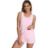 imageWiWi Womens Sleeveless Pajama Set Summer Sleepwear Soft Pjs Sets Tank Top Shorts Loungewear Viscose from Bamboo SXXLPink