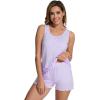 imageWiWi Womens Sleeveless Pajama Set Summer Sleepwear Soft Pjs Sets Tank Top Shorts Loungewear Viscose from Bamboo SXXLTaro Purple