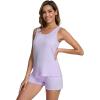 imageWiWi Womens Sleeveless Pajama Set Summer Sleepwear Soft Pjs Sets Tank Top Shorts Loungewear Viscose from Bamboo SXXLTaro Purple