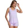 imageWiWi Womens Sleeveless Pajama Set Summer Sleepwear Soft Pjs Sets Tank Top Shorts Loungewear Viscose from Bamboo SXXLTaro Purple