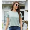 imageWiWi Womens TShirts Summer Casual Dressy Tshirt Short Sleeve Round Neck Tops Clothes 2025 Fashion Outfits SXXLDusty Aqua