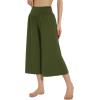 imageWiWi Womens Wide Leg Capri Pants Viscose from Bamboo Palazzo Lounge Bottoms with Pockets High Waist Pajama Bottom SXXLArmy Green