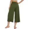 imageWiWi Womens Wide Leg Capri Pants Viscose from Bamboo Palazzo Lounge Bottoms with Pockets High Waist Pajama Bottom SXXLArmy Green
