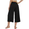 imageWiWi Womens Wide Leg Capri Pants Viscose from Bamboo Palazzo Lounge Bottoms with Pockets High Waist Pajama Bottom SXXLBlack