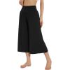 imageWiWi Womens Wide Leg Capri Pants Viscose from Bamboo Palazzo Lounge Bottoms with Pockets High Waist Pajama Bottom SXXLBlack