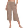 imageWiWi Womens Wide Leg Capri Pants Viscose from Bamboo Palazzo Lounge Bottoms with Pockets High Waist Pajama Bottom SXXLCamel