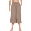 imageWiWi Womens Wide Leg Capri Pants Viscose from Bamboo Palazzo Lounge Bottoms with Pockets High Waist Pajama Bottom SXXLCamel