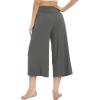 imageWiWi Womens Wide Leg Capri Pants Viscose from Bamboo Palazzo Lounge Bottoms with Pockets High Waist Pajama Bottom SXXLCharcoal