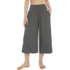 imageWiWi Womens Wide Leg Capri Pants Viscose from Bamboo Palazzo Lounge Bottoms with Pockets High Waist Pajama Bottom SXXLCharcoal
