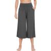imageWiWi Womens Wide Leg Capri Pants Viscose from Bamboo Palazzo Lounge Bottoms with Pockets High Waist Pajama Bottom SXXLDark Heather Grey