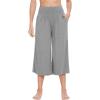 imageWiWi Womens Wide Leg Capri Pants Viscose from Bamboo Palazzo Lounge Bottoms with Pockets High Waist Pajama Bottom SXXLHeather Grey