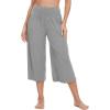 imageWiWi Womens Wide Leg Capri Pants Viscose from Bamboo Palazzo Lounge Bottoms with Pockets High Waist Pajama Bottom SXXLHeather Grey