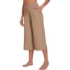 imageWiWi Womens Wide Leg Capri Pants Viscose from Bamboo Palazzo Lounge Bottoms with Pockets High Waist Pajama Bottom SXXLKhaki