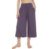 imageWiWi Womens Wide Leg Capri Pants Viscose from Bamboo Palazzo Lounge Bottoms with Pockets High Waist Pajama Bottom SXXLLavender