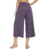 imageWiWi Womens Wide Leg Capri Pants Viscose from Bamboo Palazzo Lounge Bottoms with Pockets High Waist Pajama Bottom SXXLLavender