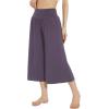 imageWiWi Womens Wide Leg Capri Pants Viscose from Bamboo Palazzo Lounge Bottoms with Pockets High Waist Pajama Bottom SXXLLavender