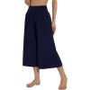 imageWiWi Womens Wide Leg Capri Pants Viscose from Bamboo Palazzo Lounge Bottoms with Pockets High Waist Pajama Bottom SXXLNavy