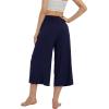 imageWiWi Womens Wide Leg Capri Pants Viscose from Bamboo Palazzo Lounge Bottoms with Pockets High Waist Pajama Bottom SXXLNavy