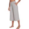 imageWiWi Womens Wide Leg Capri Pants Viscose from Bamboo Palazzo Lounge Bottoms with Pockets High Waist Pajama Bottom SXXLOat Milk