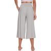 imageWiWi Womens Wide Leg Capri Pants Viscose from Bamboo Palazzo Lounge Bottoms with Pockets High Waist Pajama Bottom SXXLOat Milk