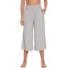 imageWiWi Womens Wide Leg Capri Pants Viscose from Bamboo Palazzo Lounge Bottoms with Pockets High Waist Pajama Bottom SXXLOat Milk