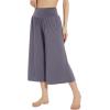 imageWiWi Womens Wide Leg Capri Pants Viscose from Bamboo Palazzo Lounge Bottoms with Pockets High Waist Pajama Bottom SXXLPurplish Grey